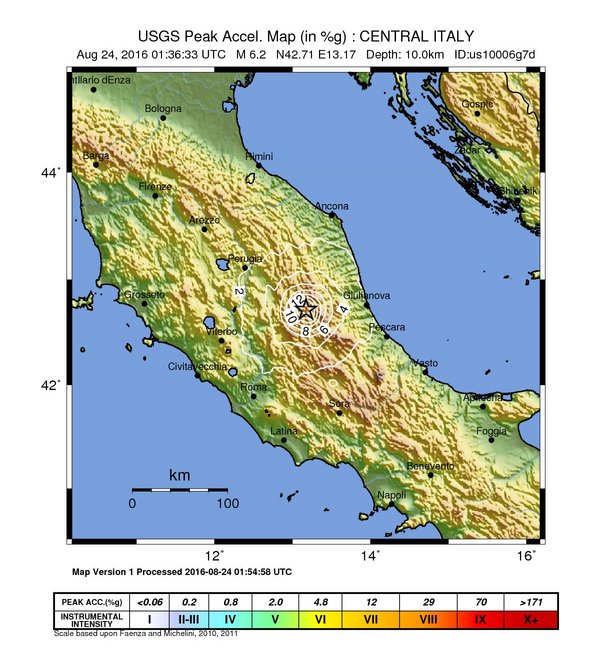 La imagen del Servicio Geológico de Estados Unidos (USGS) muestra el sitio donde se registró el epicentro de un terremoto . Foto: USGS