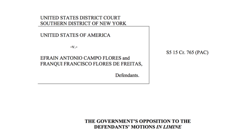 El documento del juicio contra Campo Flores y Flores de Freitas de la Corte Distrito Sur de Nueva York.