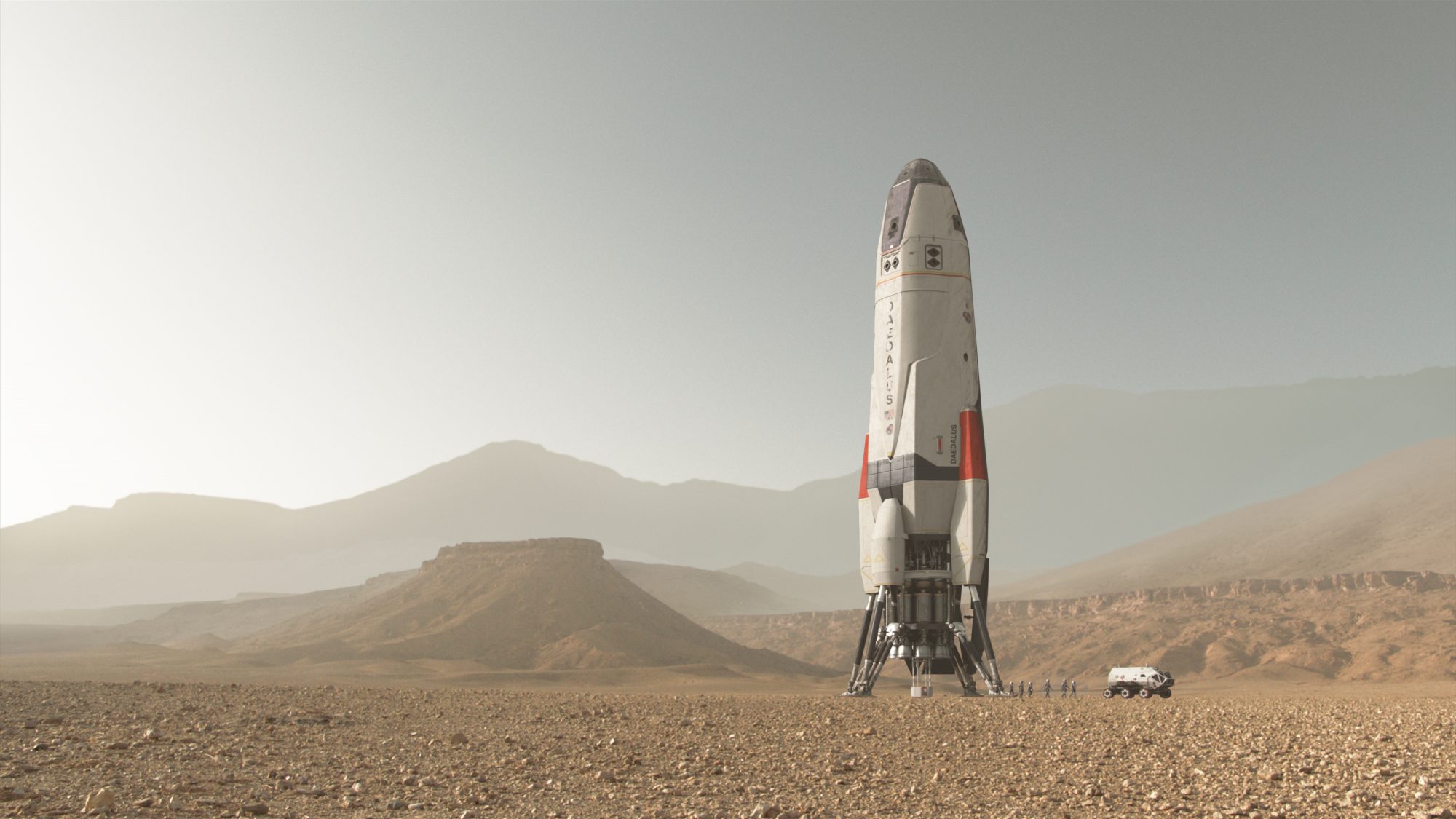 La nave Daedalus sobre Marte en la serie Mars.