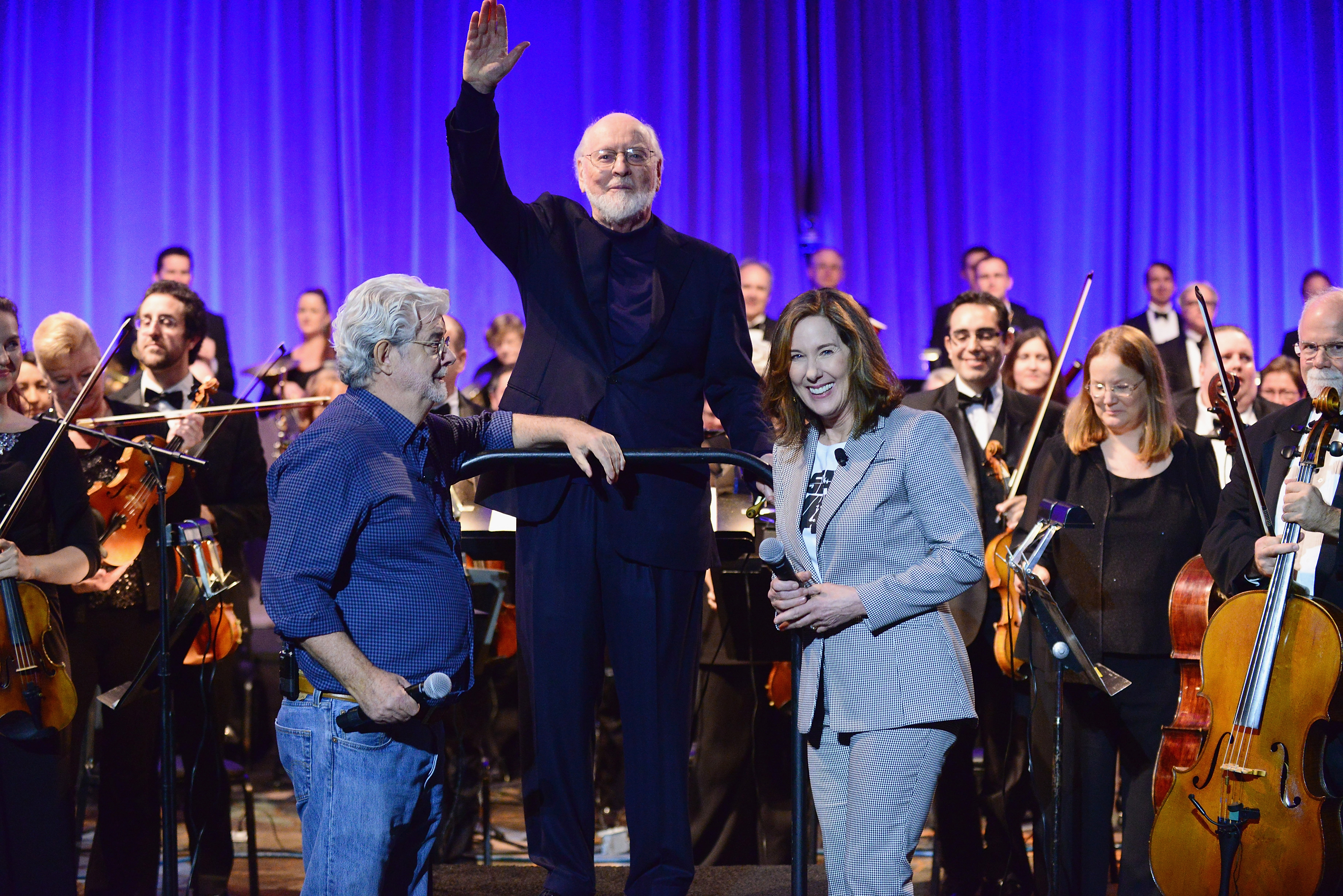 George Lucas, John Williams y Kathleen Kennedy.