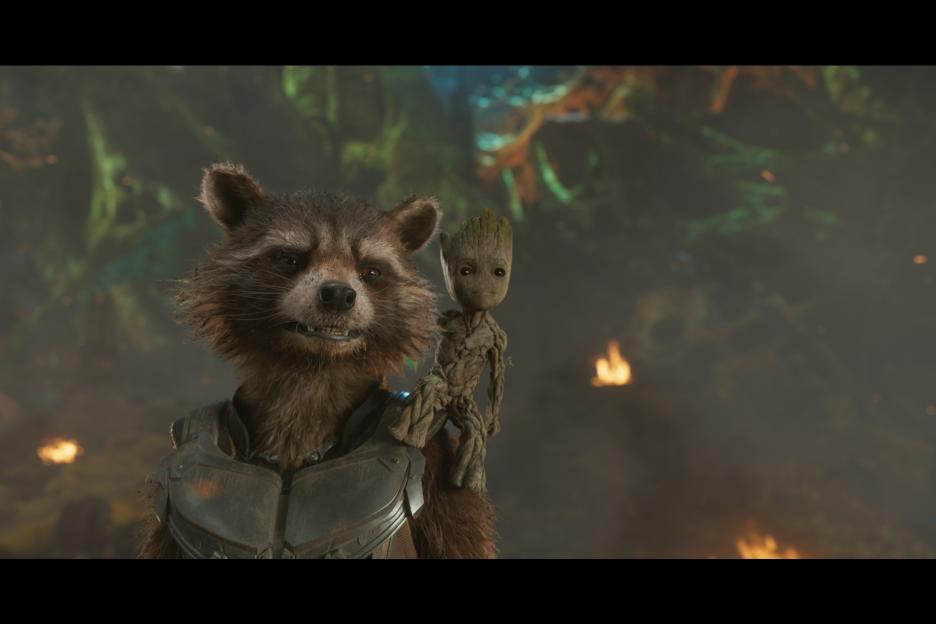 Rocket Raccoon y Groot.