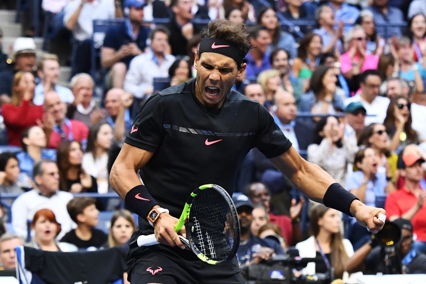 Rafael Nadal celebra un punto durante la final ante Kevin Anderson.