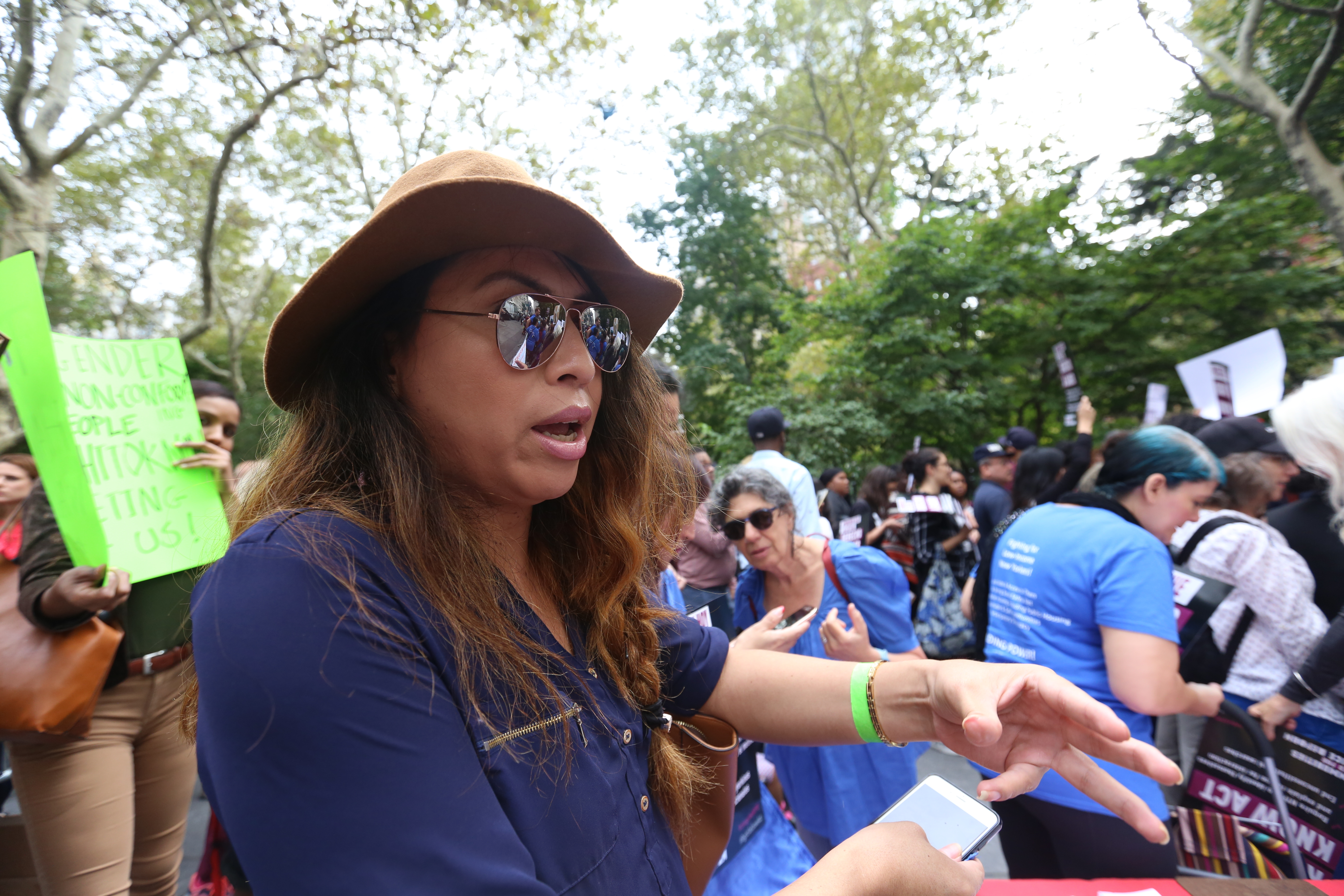 Activista Bianey Garcia. Rally en frente de City Hall para que pasen la ley "Derecho de Saber" en Manhattan.