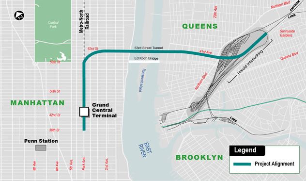 Obras de East Side Access en Sunnyside.