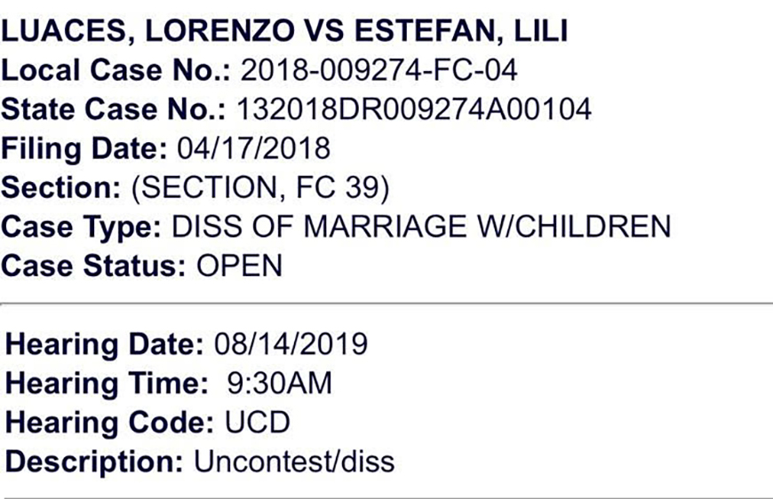 Fecha de divorcio de Lili Estefan