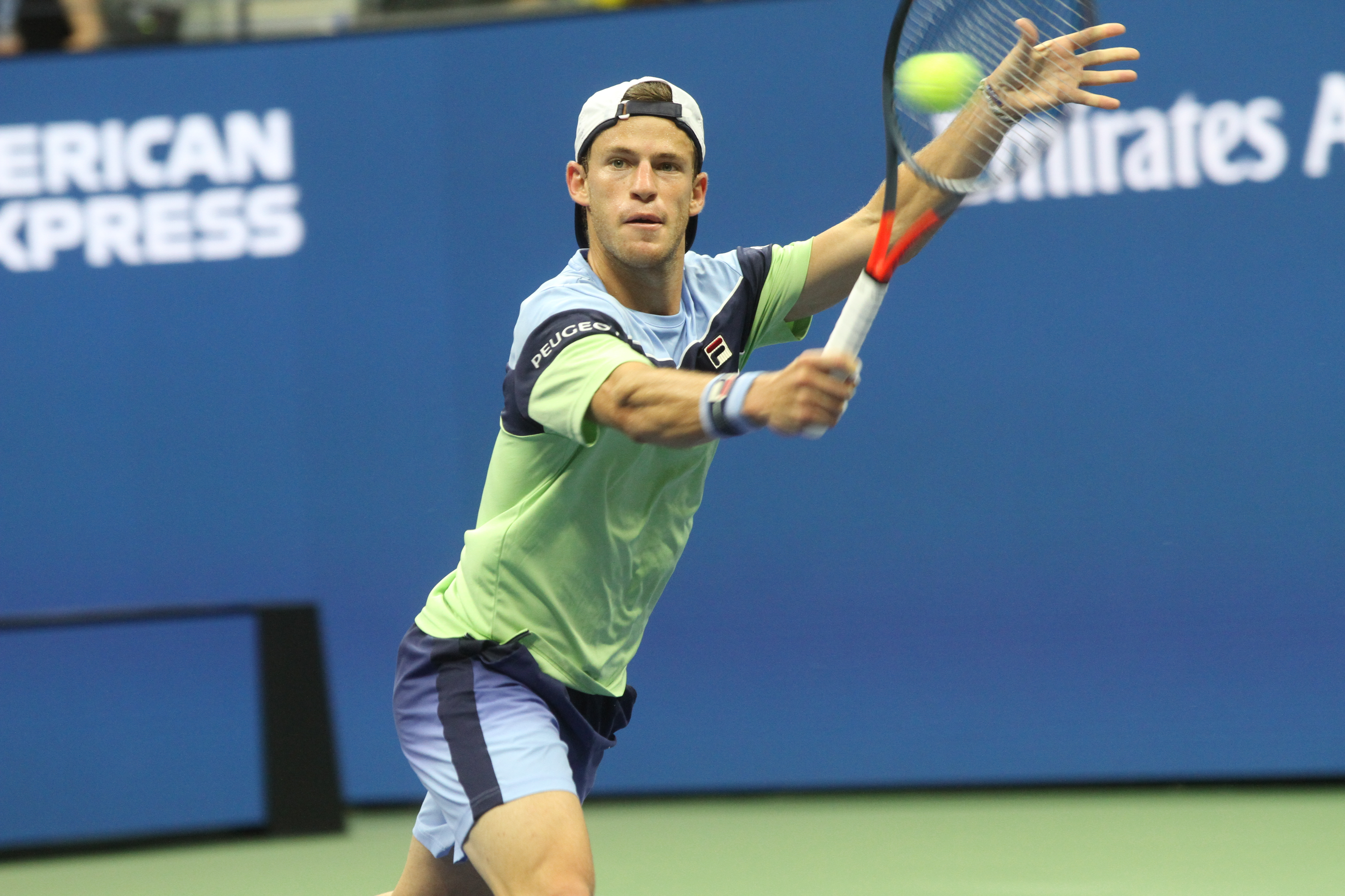 "El Peque" Schwartzman durante su partido contra Zverev. / Foto: Mariela Lombard, El Diario NY