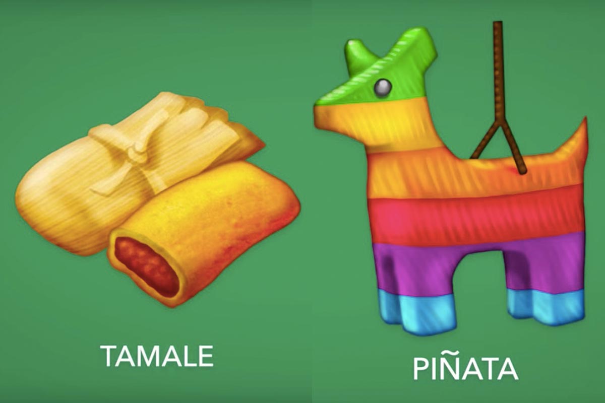 Emoji de tamal y piñata.