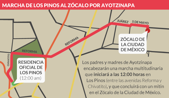 La marcha comenzará en punto de las 12:00 horas en un recorrido de Los Pinos al Zócalo. 