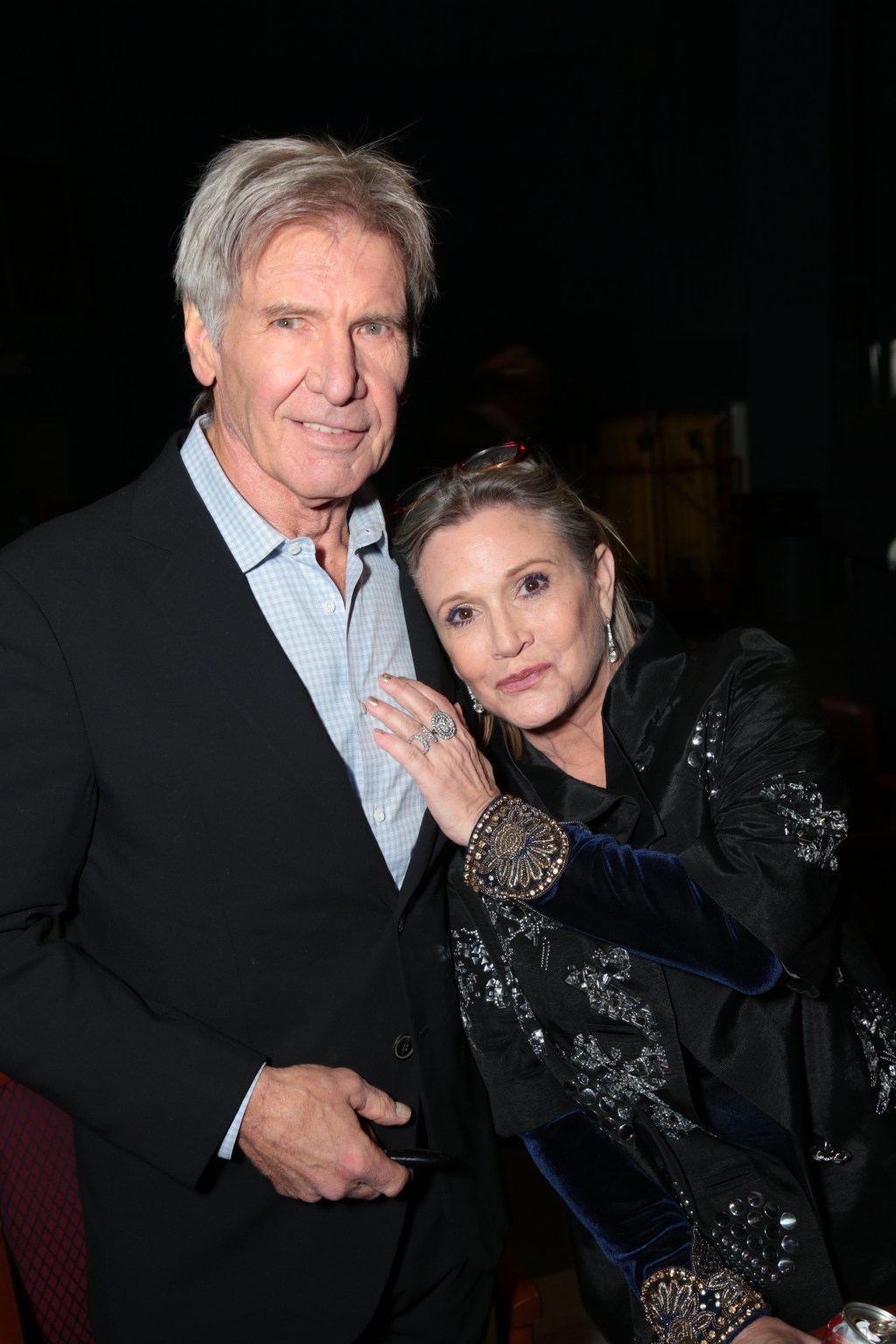 Harrison Ford y Carrie Fisher, Han Solo y la princesa Leia, ahora general.