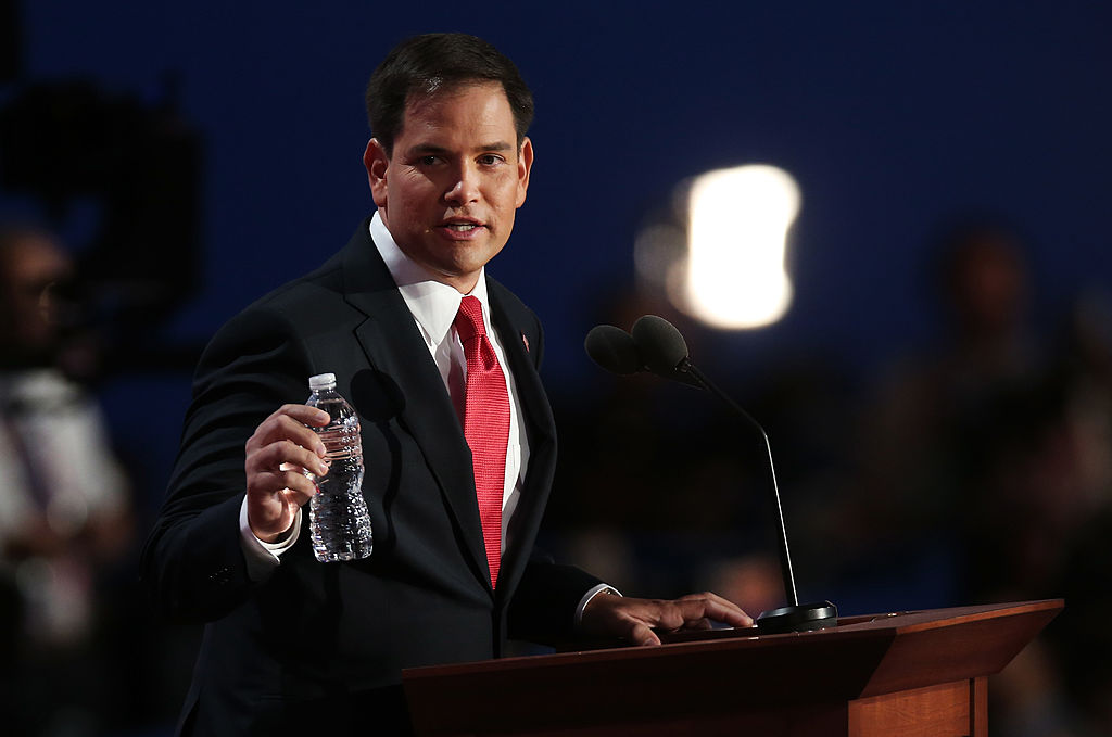 Marco Rubio quien perdió mucho terreno en New Hampshire, dijo a sus seguidores: "yo soy responsable, pero no volverá a ocurrir". Foto: Win McNamee/Getty Images