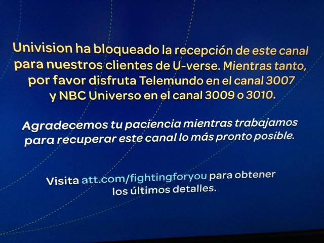 Este es el mensaje que aparece al sintonizar UniMás el jueves 10 de marzo.