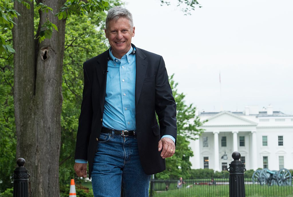 El candidato presidencial del Partido Libertario, Gary Johnson, en el parque Lafayette frente a la Casa Blanca en Washington, DC. Foto: Getty