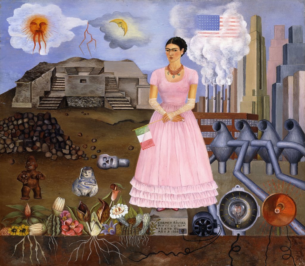 'Autorretrato en la Frontera entre México y los Estados Unidos', 1932 (óleo sobre metal), de Frida Kahlo; 31x35 cm.