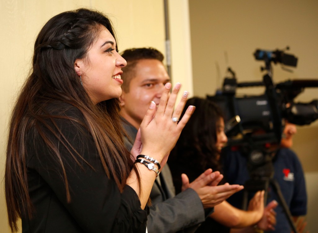 06/08/16/ LOS ANGELES/Student with special needs Michelle Rojas was among seven graduates, joined by family members that participated in a graduation ceremony at Kaiser Permanente South Bay Medical Center. The seven graduates, with special needs, participated in Kaiser Permanente three ten week program, which rotated students through different hospital department, including pharmacy, food services, administration, and materials management. (Photo Aurelia Ventura/ La Opinion)