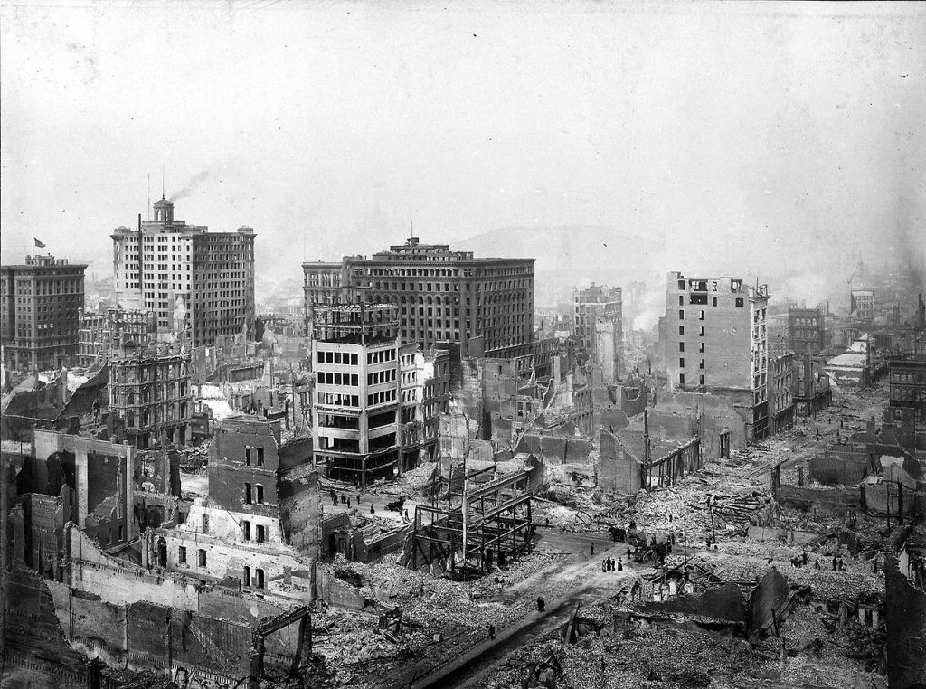 El terremoto de San Francisco de 1906 fue seguido de incendios que en conjunto destrozaron el 80% de la ciudad (Foto: Wiki Commons)