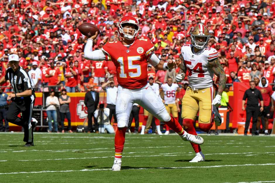 Patrick Mahomes tiene 13 pases de TD en tres juegos para los Chiefs.