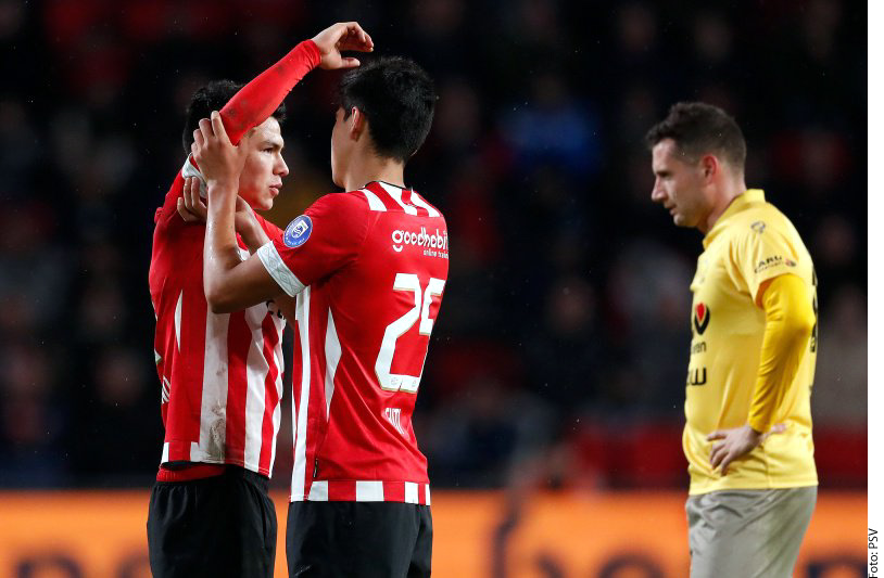 "Chucky" Lozano y Erick Gutiérrez tuvieron participación en la goleada del PSV 6-0 al Excélsior
