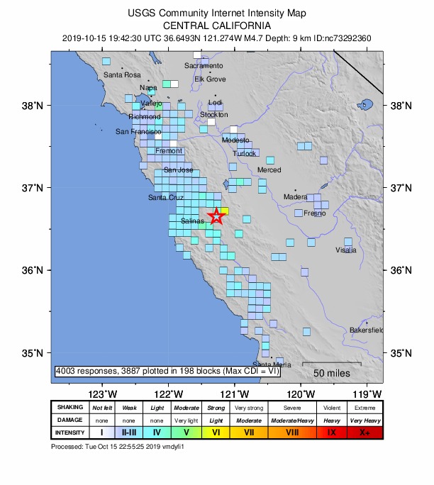 Sismo en el centro de California