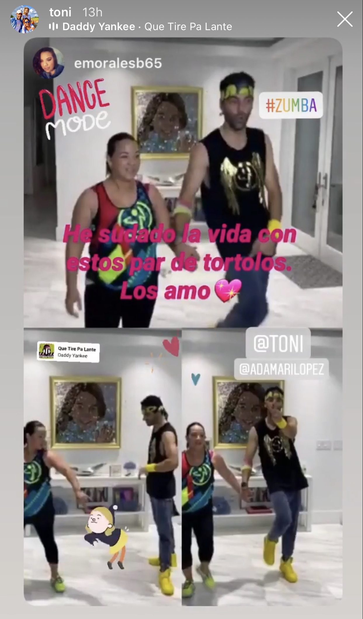 Toni Costa y Adamari López/Captura de historias de Instagram.
